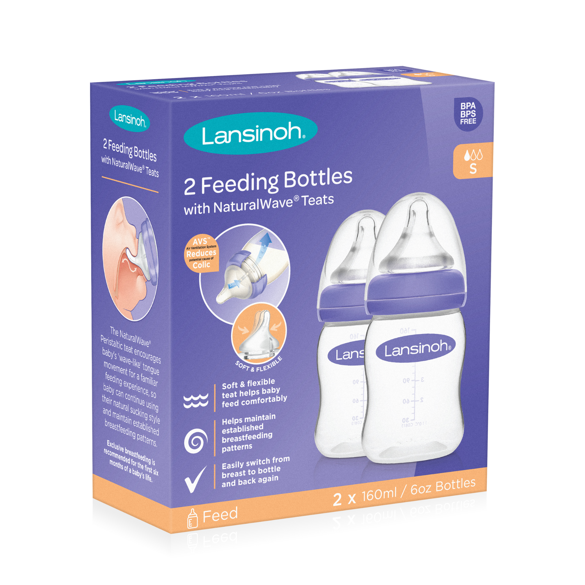 Lansinoh Feeding Bottles 2 x 160ml