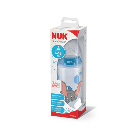 NUK Disney Dumbo First Choice+ Baby Bottle with Temperature Control, 300ml, 6-18 months