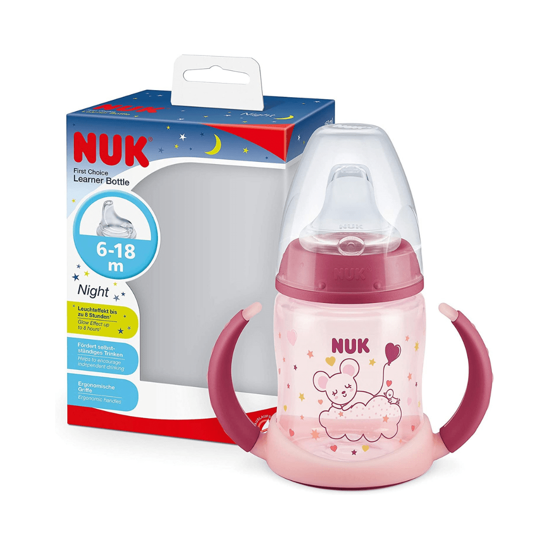 NUK First Choice+ Glow in the Dark Pink Learner Bottle (6m+) 150ml