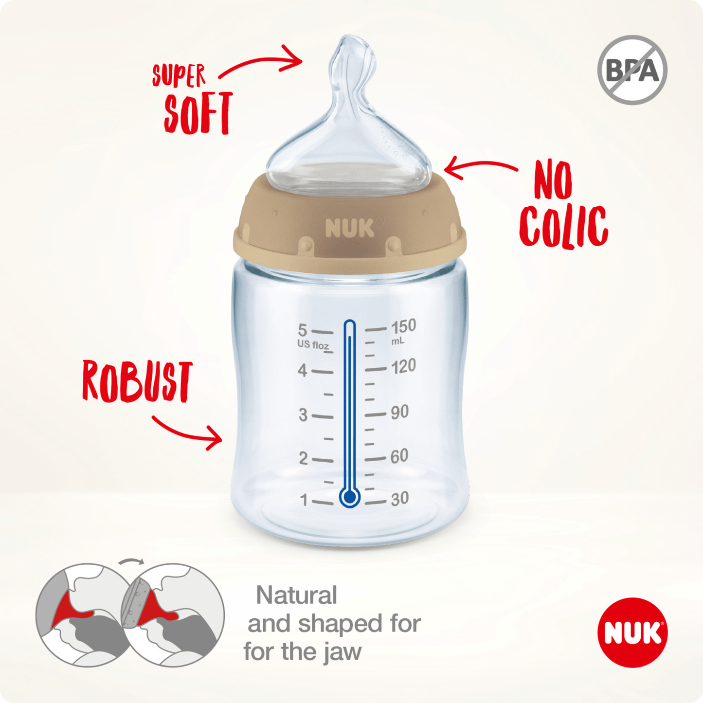 NUK First Choice+ Temperature Control Bottle with Silicone Teat 150ml