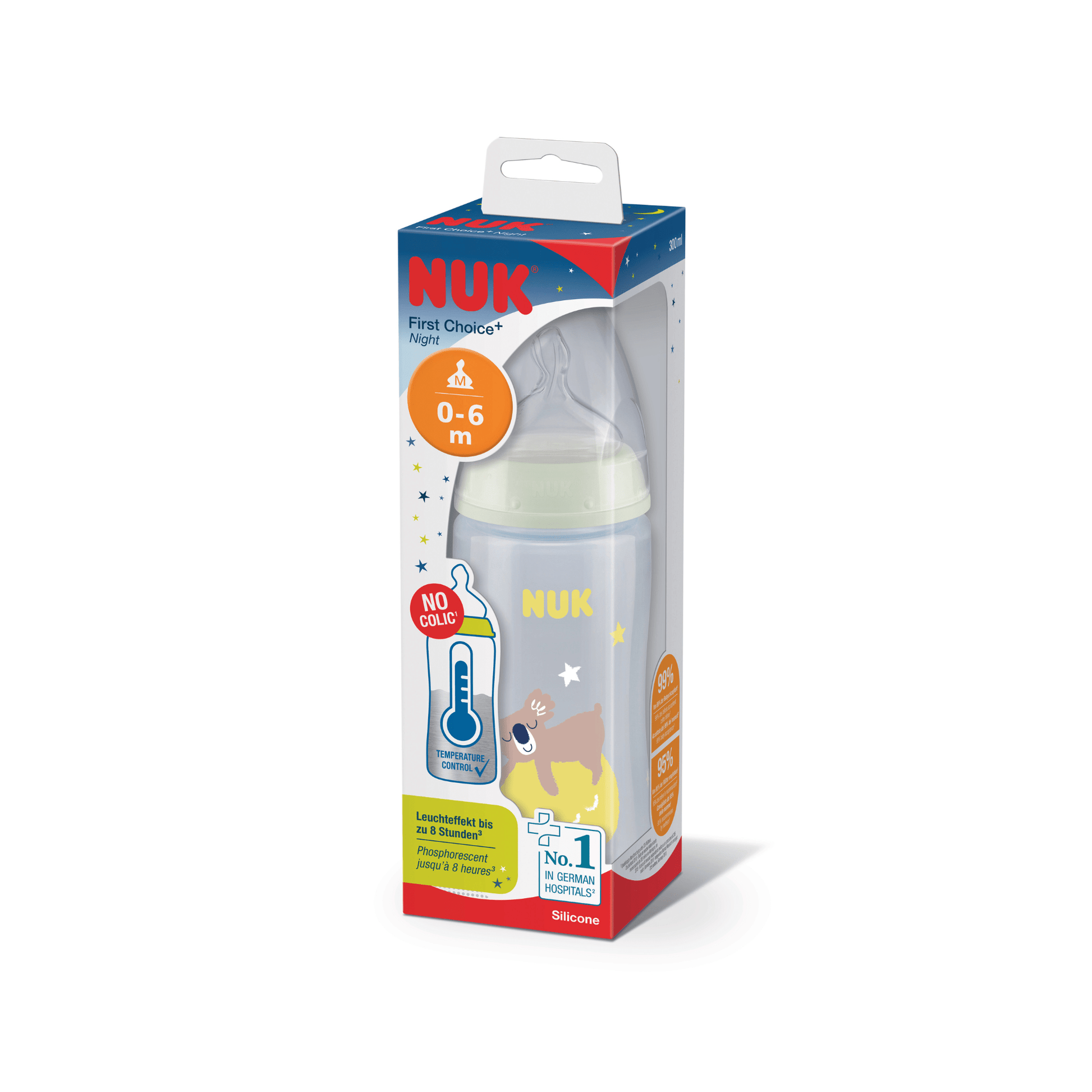 NUK First Choice + Temperature Control Glow in the Dark Bottle Koala 0-6 Months 300ml