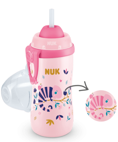 Nuk Flexi Cup Colour Changing Pink Cup Soft Silicone Straw 300Ml