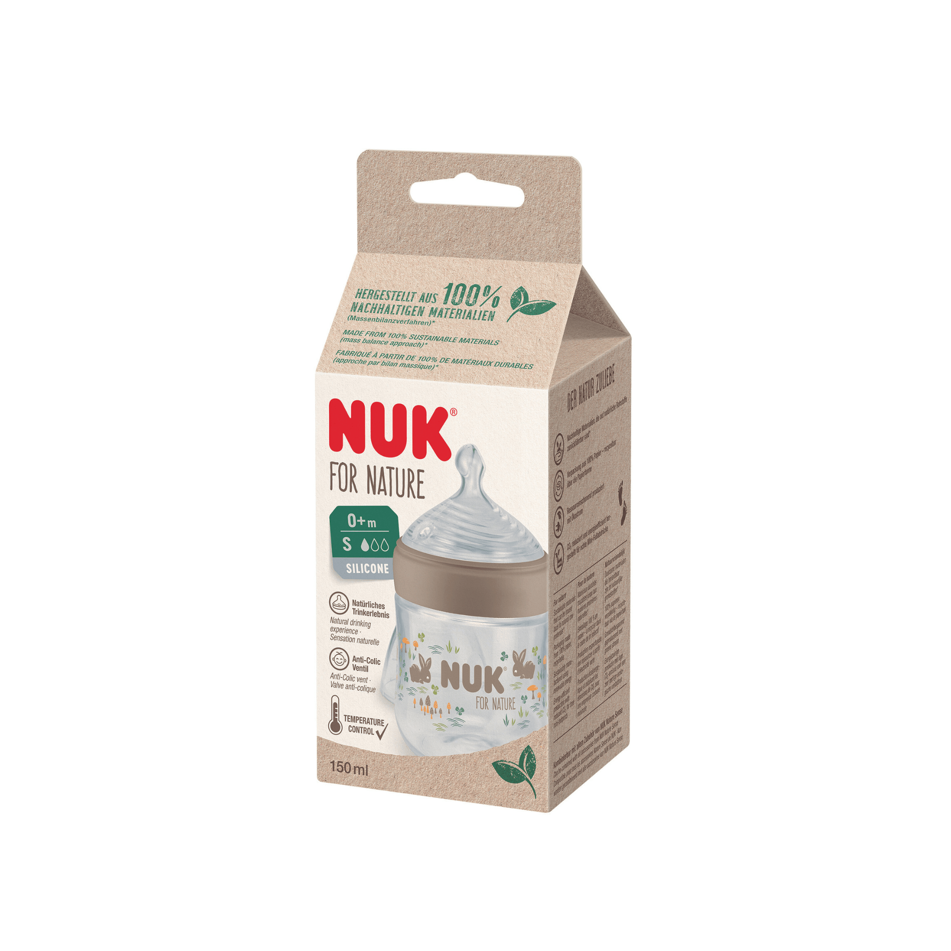 NUK For Nature Temperature Control Silicone Bottle Slow Flow 150ml