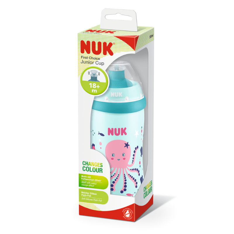 NUK Junior Cup Colour Changing Pink Cup Push-Pull Spout (18m+) 300ml