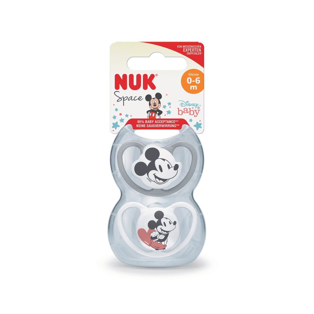 NUK Mickey Mouse Space Soother 0-6 Months - 2 Pack