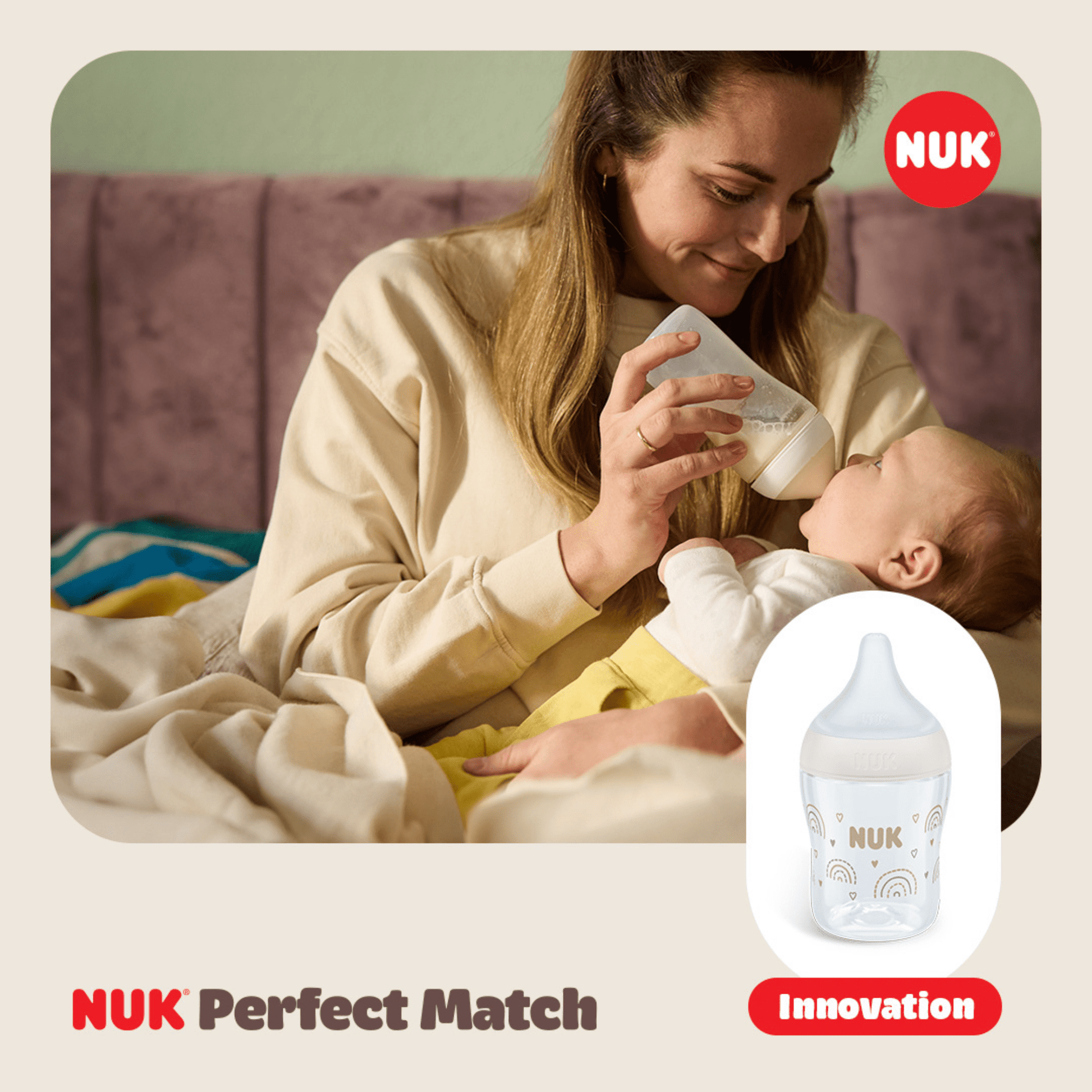 Nuk Perfect Match 150Ml Temperture Control Cotton Twigs Small Teat 1Pk