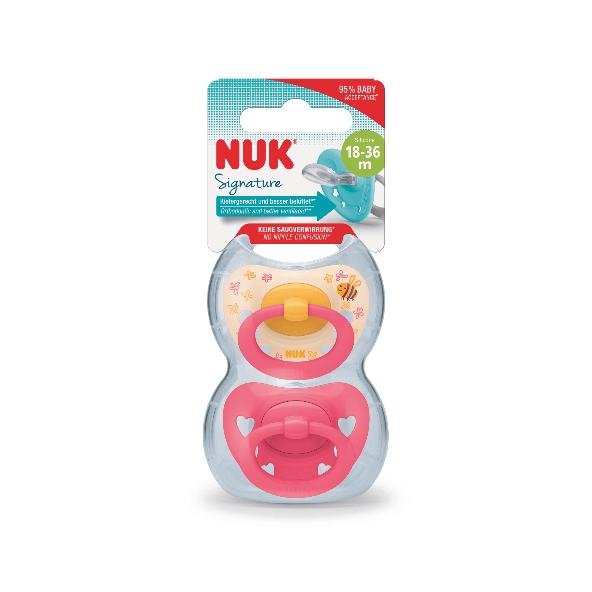 NUK Signature Silicone Soother Girl 18-36 Months 2 Pack