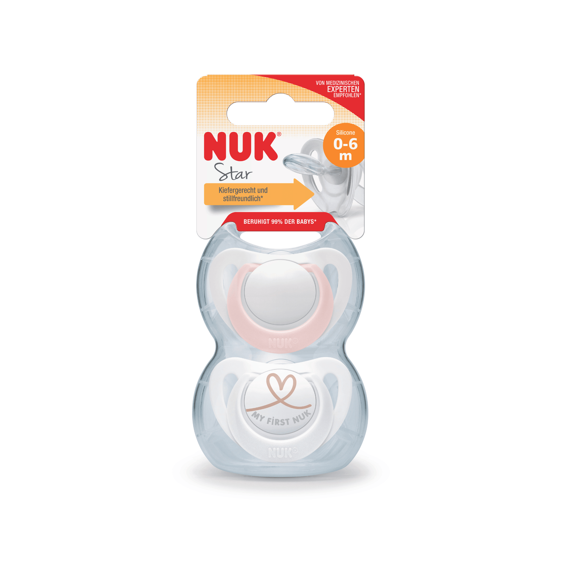 NUK Star Silicone Soother (0-6 Months)  - 2 Pack - Mixed Case