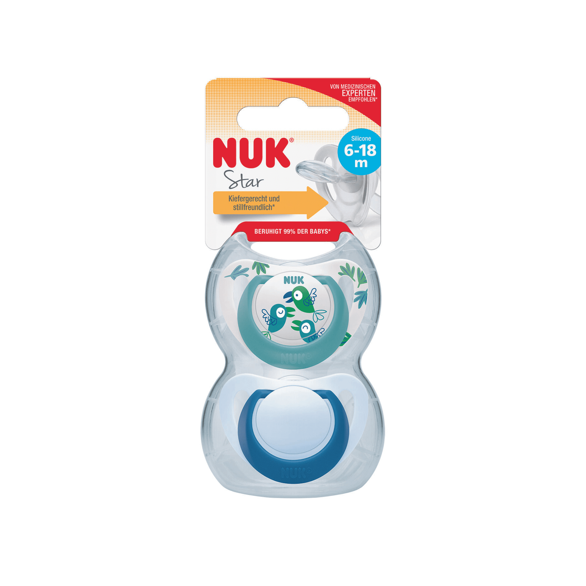 Nuk Star Silicone Soother 6 18 Months 2 Pack