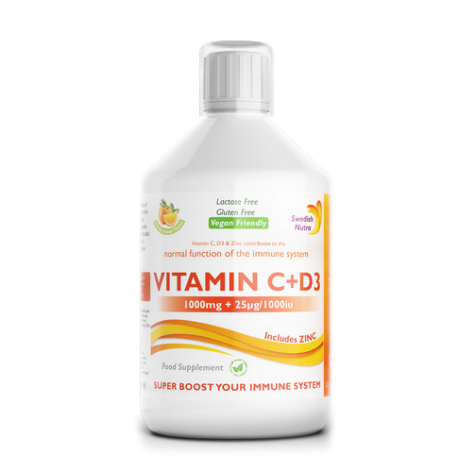 Swedish Nutra Vitamin C & D3 Immune Boosting Liquid Supplement 500ml